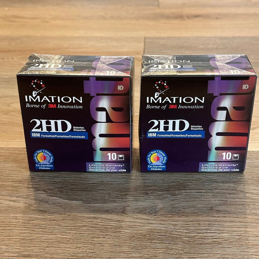 NEW IMATION 3.5"2 Sets Floppy Disks Diskettes 10 Pack IBM Formatted 1.44MB 2HD